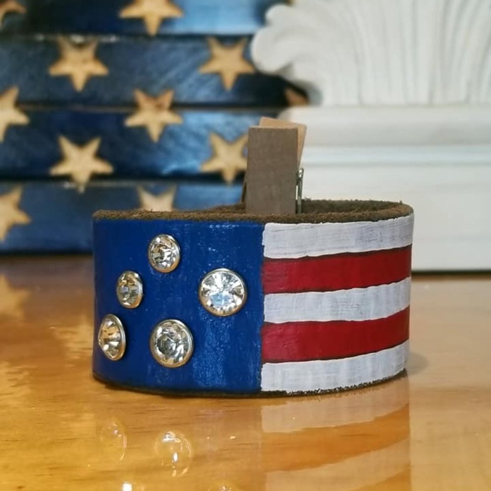 American Flag Bracelet Genuine leather